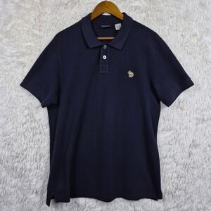 Paul Smith Jeans Mens XL Navy Zebra Logo Cotton Pique Short Sleeve Polo Shirt
